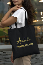Load image into Gallery viewer, Personalised Bridesmaid Bridal Shower Hen Party Name Tote Bag - Red Leader Clothing