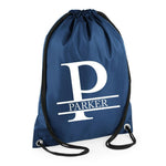 Load image into Gallery viewer, Personalised Name and Split Letter Drawstring Bag Gym School Club PE Custom Name Bag Kids Backpack Soccer Bag Child Adult - Red Leader Clothing