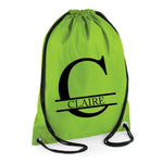 Load image into Gallery viewer, Personalised Name and Split Letter Drawstring Bag Gym School Club PE Custom Name Bag Kids Backpack Soccer Bag Child Adult - Red Leader Clothing