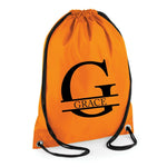 Load image into Gallery viewer, Personalised Name and Split Letter Drawstring Bag Gym School Club PE Custom Name Bag Kids Backpack Soccer Bag Child Adult - Red Leader Clothing