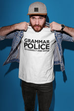 Load image into Gallery viewer, Grammar Police To Correct And Serve - Mens T-shirt