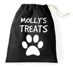 Load image into Gallery viewer, Personalised Dog/Cat Cotton Drawstring Treat Bag With Paw Print