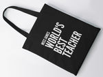 Load image into Gallery viewer, Personalised Name World's Best Teacher Lightweight Cotton Tote Bag - Red Leader Clothing