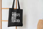 Load image into Gallery viewer, Personalised Name World's Best Teacher Lightweight Cotton Tote Bag - Red Leader Clothing