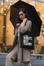 Load image into Gallery viewer, Personalised Name World's Best Teacher Lightweight Cotton Tote Bag - Red Leader Clothing