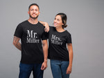 Load image into Gallery viewer, Mr and Mrs Couples Personalised Surname T-Shirt - Red Leader Clothing