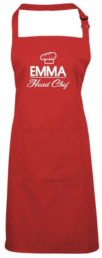 Load image into Gallery viewer, Personalised Head Chef Name Apron With Pocket Gift Present Cooking Baking Christmas - Red Leader Clothing
