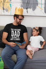 Load image into Gallery viewer, This Awesome Dad Belongs To Personalised Mens T-shirt - Kids Names, Personalized, Father's Day, Christmas Day, Gift To Dad, Daddy T-Shirt - Red Leader Clothing