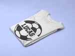Load image into Gallery viewer, Personalised Kids Football Soccer T-shirt Name On Front