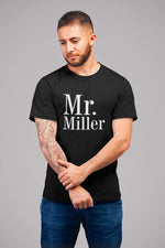 Load image into Gallery viewer, Mr and Mrs Couples Personalised Surname T-Shirt - Red Leader Clothing