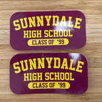 Load image into Gallery viewer, Sunnydale High School Class of '99 Pack of 2 Glossy Stickers Die Cut