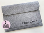 Load image into Gallery viewer, Personalised Name Felt Document Storage Slip Cover Bag
