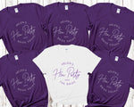 Load image into Gallery viewer, Personalised Hen Party BRIDE SQUAD T shirts Purple