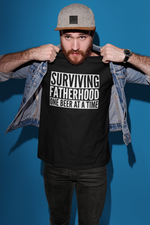 Load image into Gallery viewer, Surviving Fatherhood One Beer At A Time - Mens/Adults Novelty T-shirt DES2