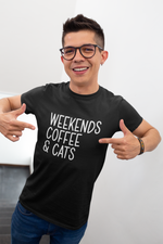 Load image into Gallery viewer, Weekends Coffee & Cats T-Shirt