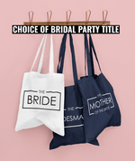 Load image into Gallery viewer, Bridal Party Bride Squad Tote Bag NAVY Hen Party Bachelorette