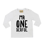 Load image into Gallery viewer, Mr Onederful 1st Birthday LONG SLEEVE Kids T-Shirt
