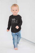 Load image into Gallery viewer, Hello One 1st Birthday LONG SLEEVE Kids T-Shirt