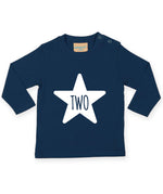 Load image into Gallery viewer, Two 2nd Birthday STAR LONG SLEEVE Kids T-Shirt