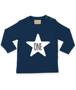 Load image into Gallery viewer, One Star One Year Old 1st Birthday LONG SLEEVE Kids T-Shirt