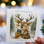 Load image into Gallery viewer, Personalised Reindeer Daddy Christmas Card From Child Children
