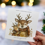 Load image into Gallery viewer, Personalised Reindeer Mummy Christmas Card From Child Children
