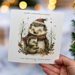 Load image into Gallery viewer, Personalised Hedgehog Daddy Christmas Card From Child Children
