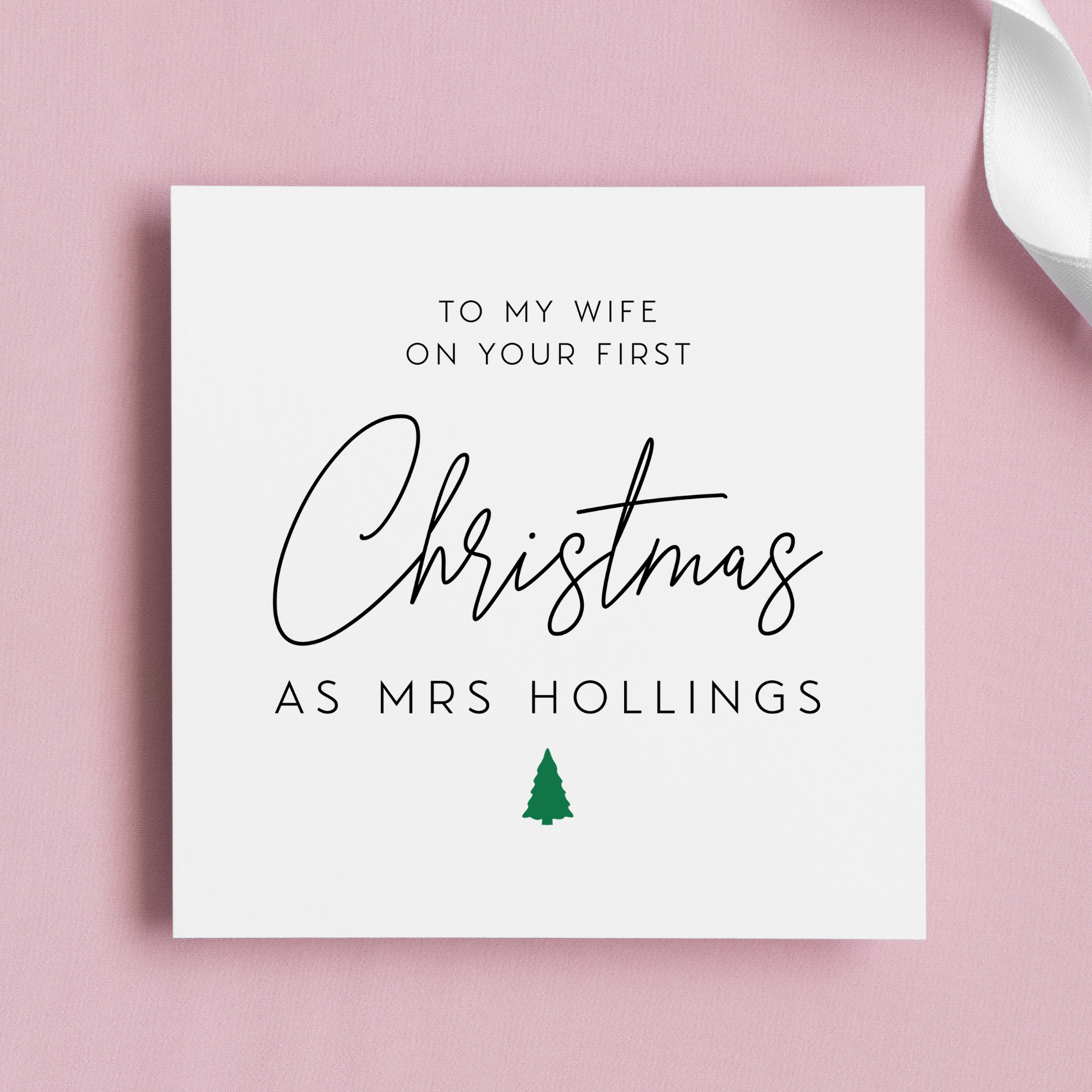Wife First Christmas As Mrs Personalised New Surname Greeting Card