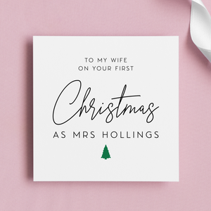 Wife First Christmas As Mrs Personalised New Surname Greeting Card