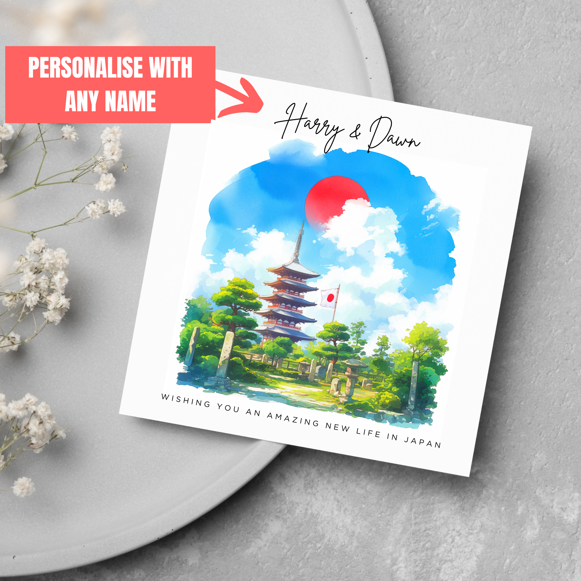 Personalised Name Emigrating Card Moving To Japan Card