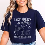 Load image into Gallery viewer, Last Spritz As A Miss Personalised Hen Party T-Shirts Navy
