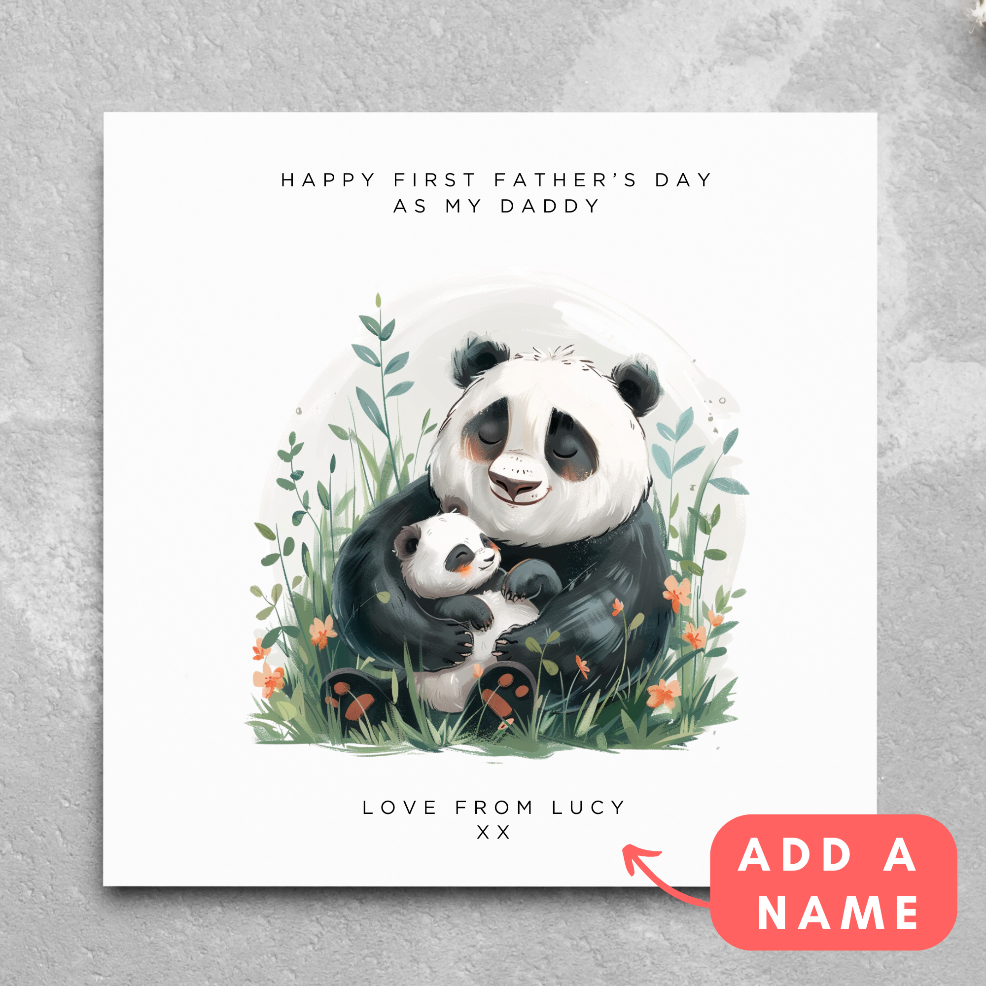 Personalised First Father's Day Card Name Cute Panda