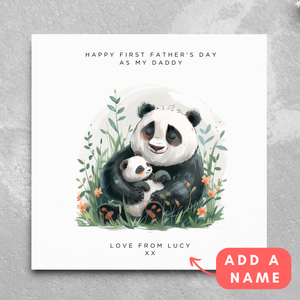 Personalised First Father's Day Card Name Cute Panda