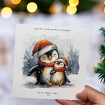 Load image into Gallery viewer, Personalised Penguin Daddy Christmas Card From Child Children
