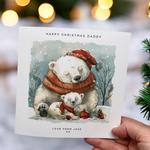 Load image into Gallery viewer, Personalised Polar Bear Daddy Christmas Card From Child Children
