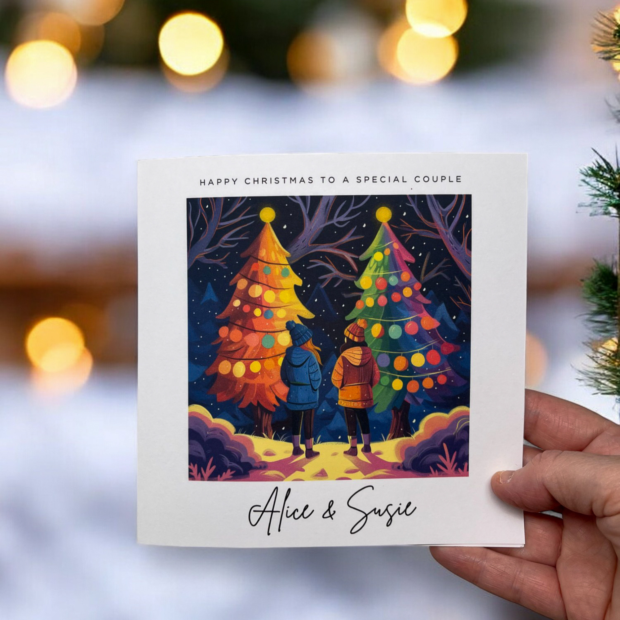 Personalised Female Same Sex Couple Christmas Card Civil Partner LGBTQIA+ Greeting Card