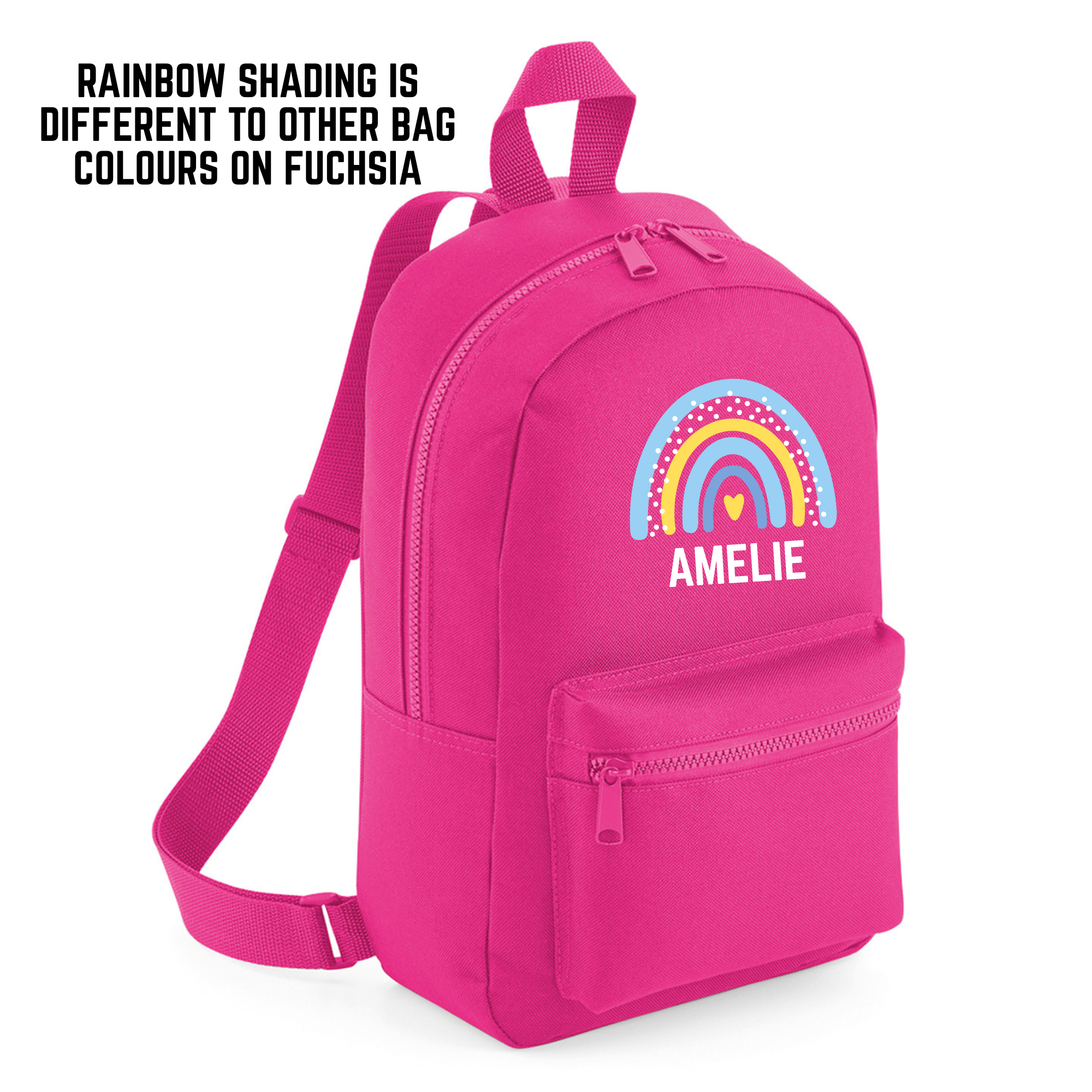 Personalised Rainbow Name Mini Backpack – 12 Colours