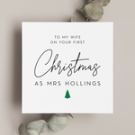 Load image into Gallery viewer, Wife First Christmas As Mrs Personalised New Surname Greeting Card
