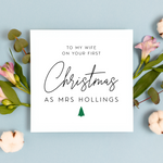 Load image into Gallery viewer, Wife First Christmas As Mrs Personalised New Surname Greeting Card
