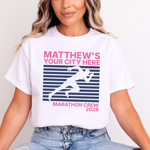 Load image into Gallery viewer, Personalised Running Marathon Support Crew T-Shirt | Custom Team Name and Location Retro Running Tee
