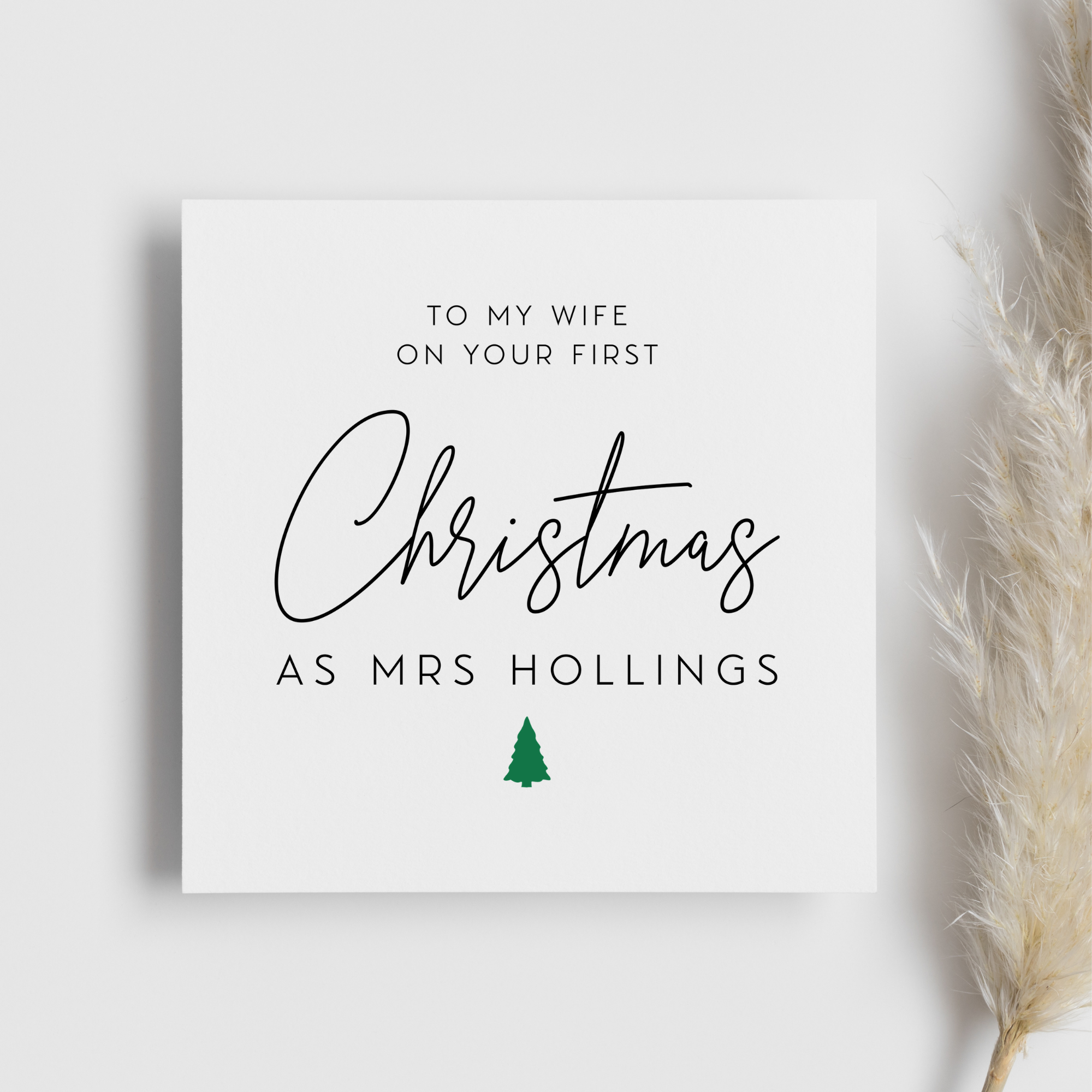 Wife First Christmas As Mrs Personalised New Surname Greeting Card