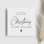 Load image into Gallery viewer, Wife First Christmas As Mrs Personalised New Surname Greeting Card
