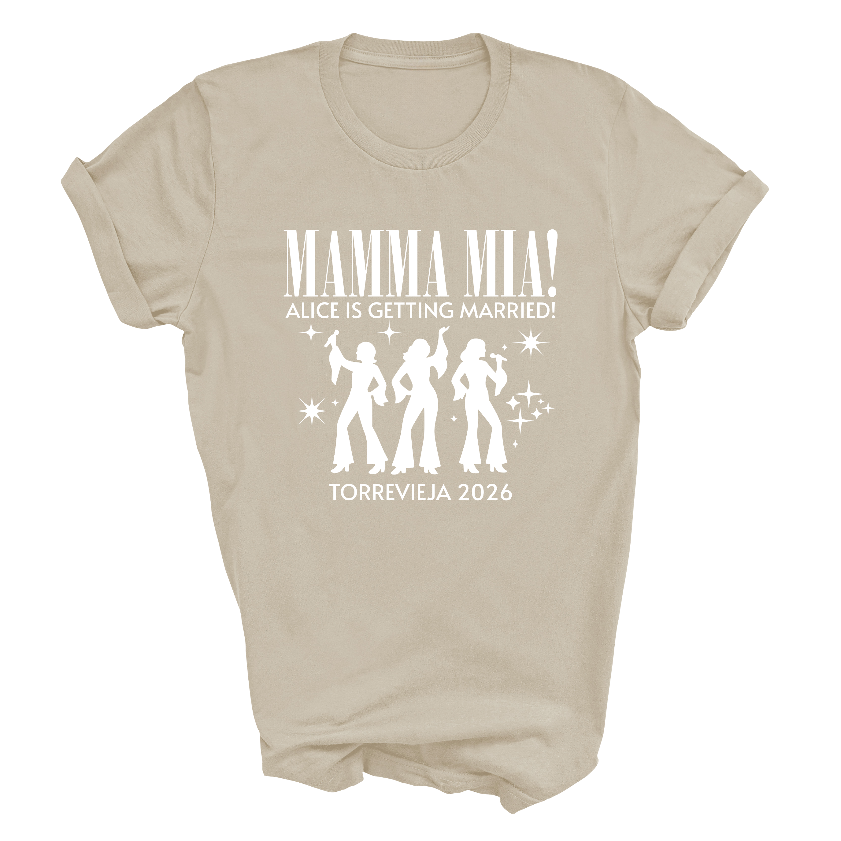 Personalised Hen Party Tshirts Mamma Mia Bridal Party Shirts (Sand)