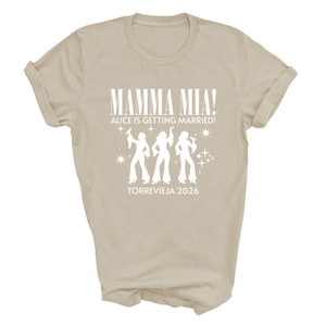 Personalised Hen Party Tshirts Mamma Mia Bridal Party Shirts (Sand)