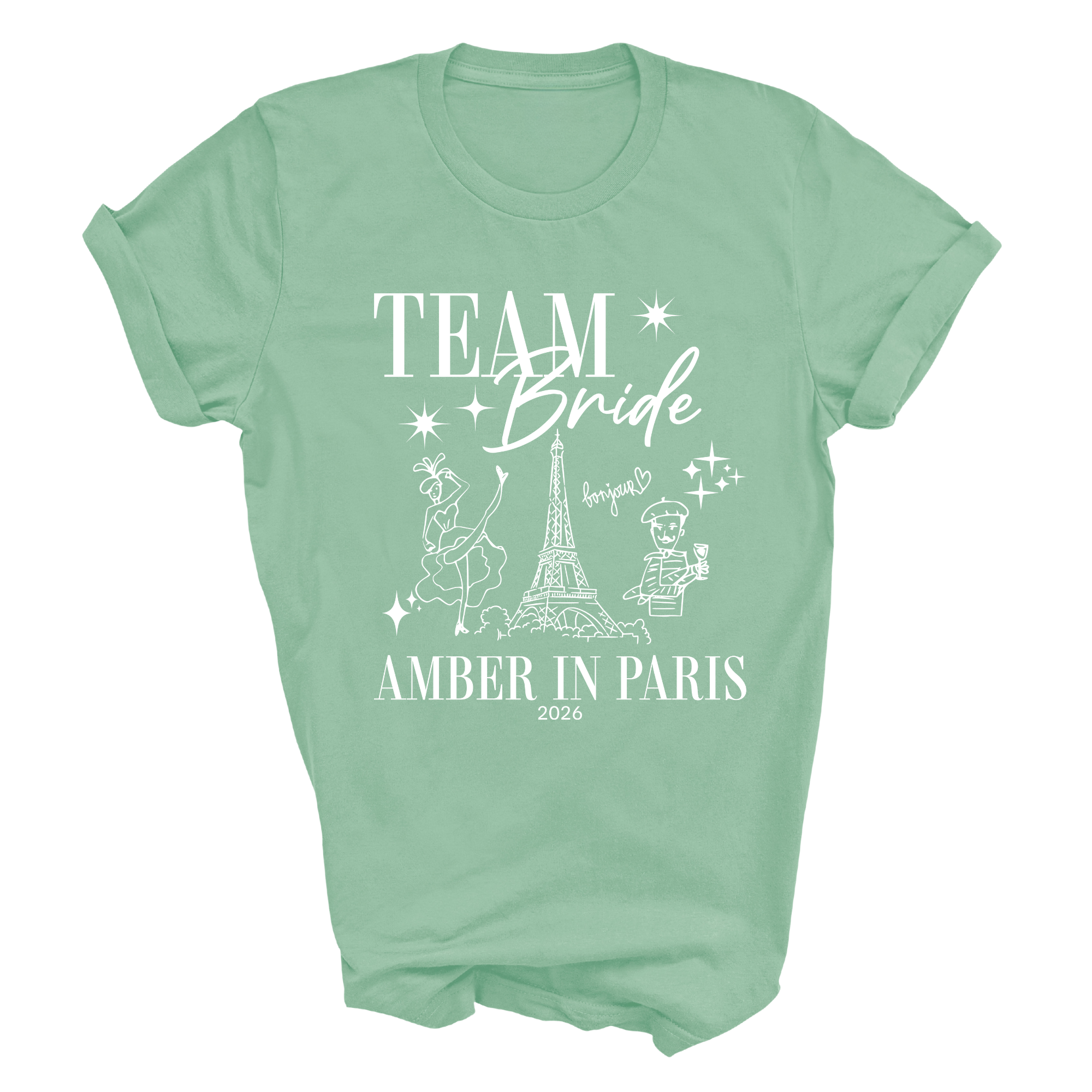 Personalised 'In Paris' Hen Party T-Shirts - Mint