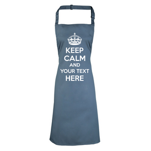 Personalised Keep Calm Bib Apron, Custom Text Apron