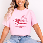 Load image into Gallery viewer, Just Married Personalised T-Shirts, Matching Newlywed Couple Honeymoon Tees
