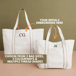 Load image into Gallery viewer, Personalised Initial Tote Bag Embroidered Canvas Work Travel Bag Gym Courtside
