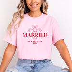 Load image into Gallery viewer, Just Married Club Personalised T-Shirt, Matching Newlywed Couple Honeymoon Tee
