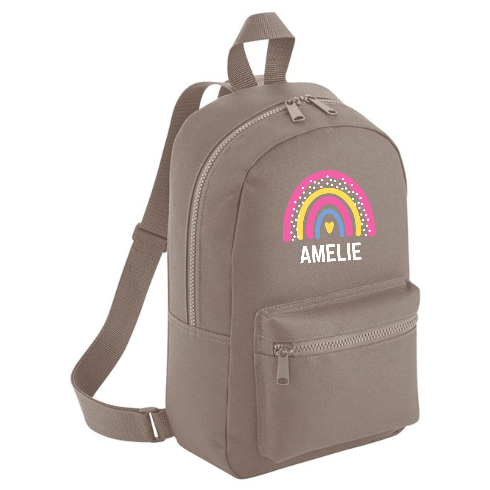 Personalised Rainbow Name Mini Backpack – 12 Colours